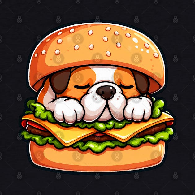 Bulldog is Sleeping inside a Hamburger by Plushism